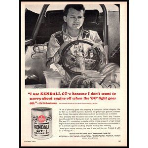 1967 Kendall GT-1 Racing Motor Oil Vintage Print Ad Drag Racing Race Car Art
